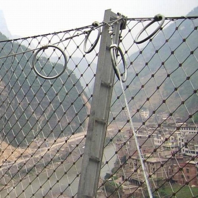 Ζυγισμένο σύρμα 4mm 10*5m Round Mesh Rockfall Barrier Net